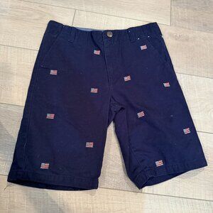 GYMBOREE BOYS PREP FIT NAVY BLUE AMERICAN FLAG CHINO SHORTS 12